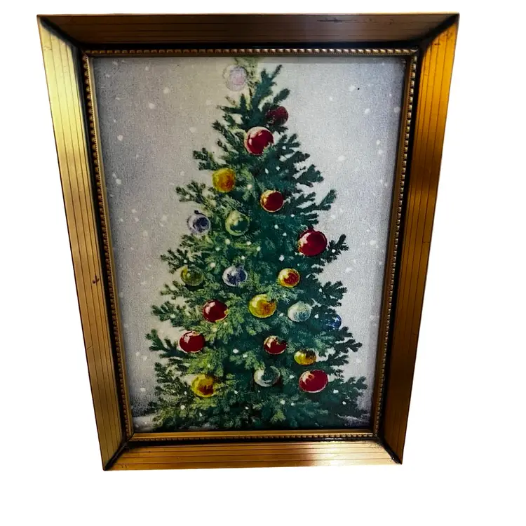 002 Drnksuzy Original Retro Framed Christmas Tree Framed Decor