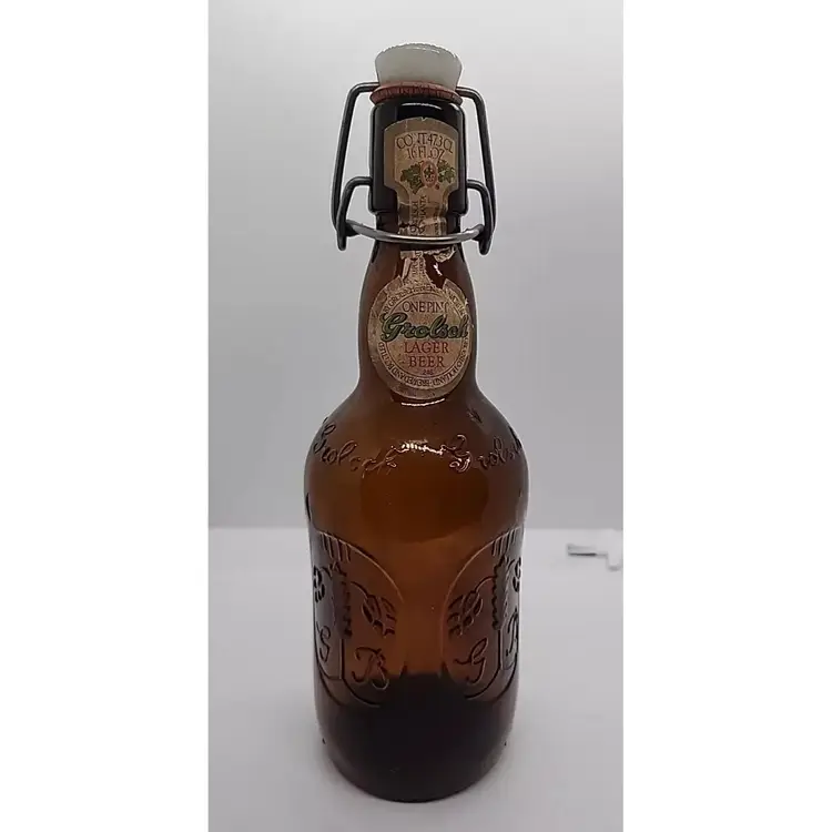 Old Vintage Grolsch Amber Swing Top Lid Beer Bottle Brown Porcelain Bar ware
(106)