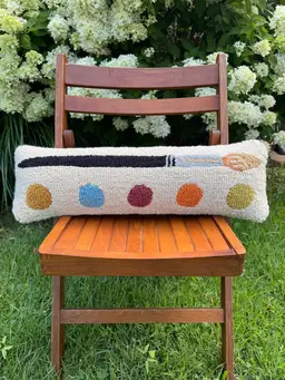 NEW Hand hooked wool pillow paint brush 24x8 artist painter painter’s palette