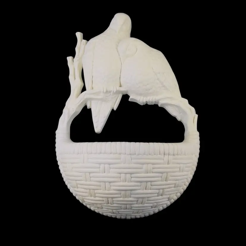 Vintage Bird Wall Pocket Art Planter Basket Weave By Burwood Products Co 1977