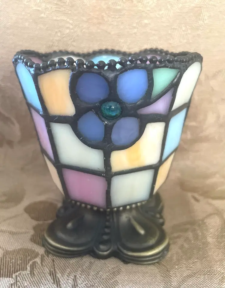 Votive Candle Holder Stained Glass Vintage Party Lite