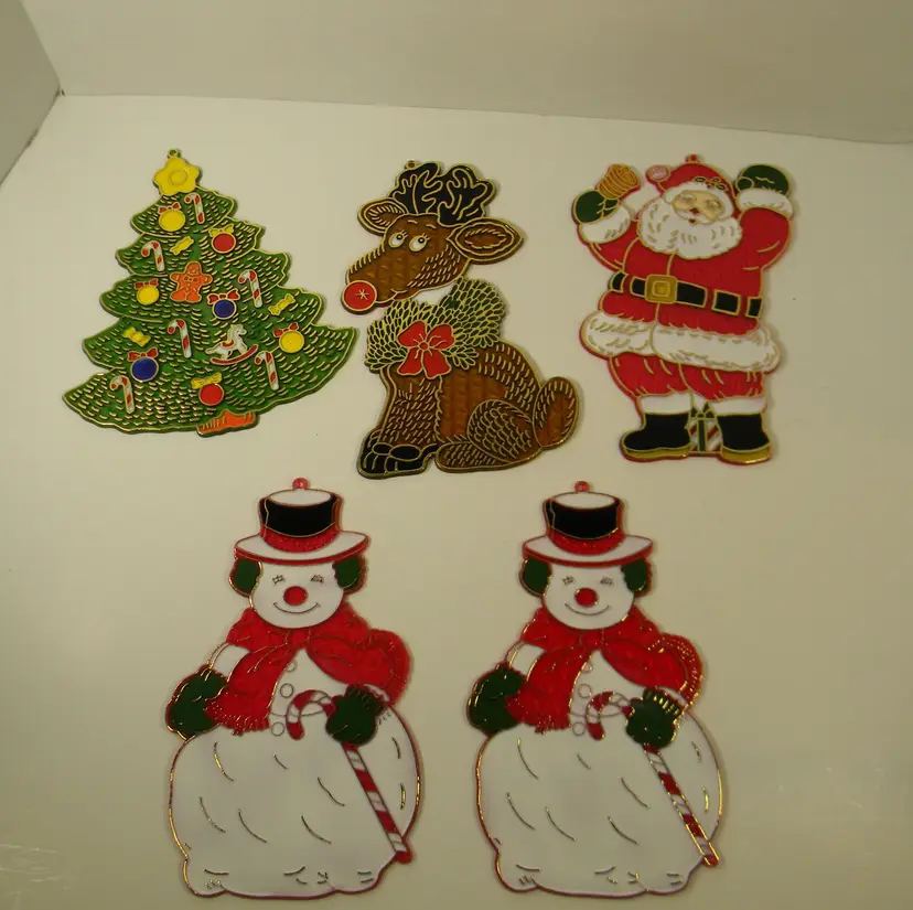 Set of 5 Large Christmas-Holiday Sun Catchers Ornaments 9"