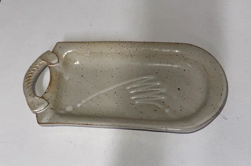 Parmentier pottery small handled serving dish cheese butter 9.5” by 4.5”