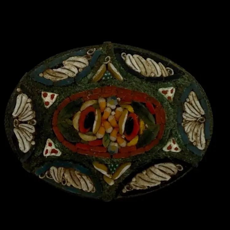 Oval Fine Micro Mosaic Floral Brooch Italy