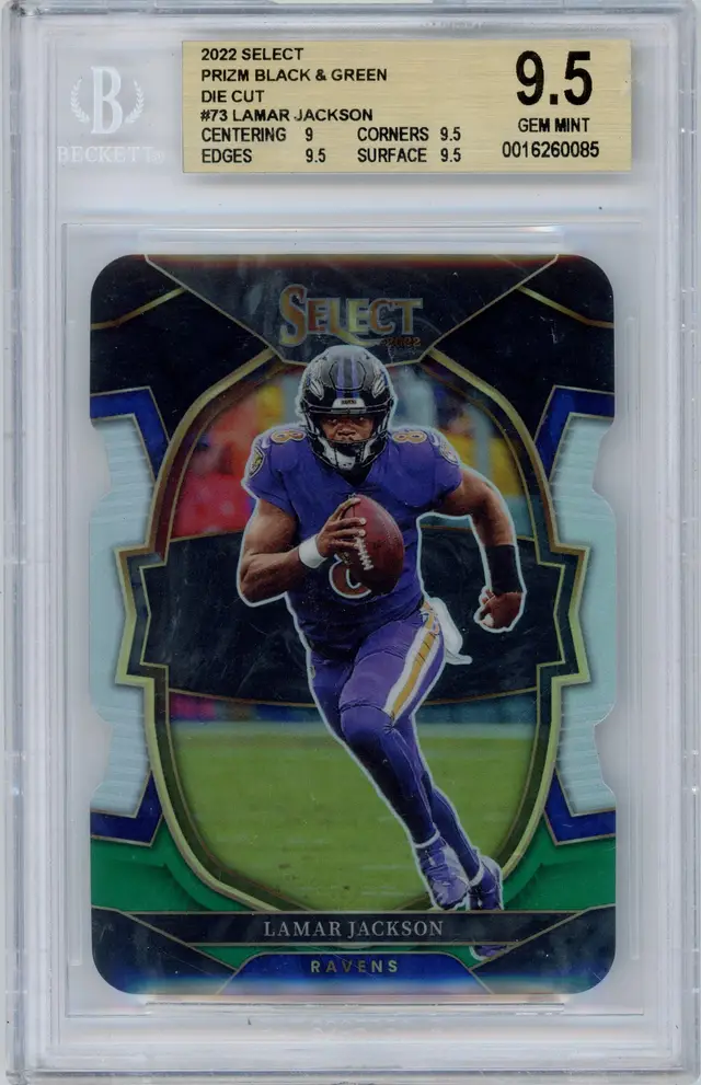 2022 Select LAMAR JACKSON Die-Cut Black Green Prizm #73 RAVENS BGS 9.5 GEM MINT