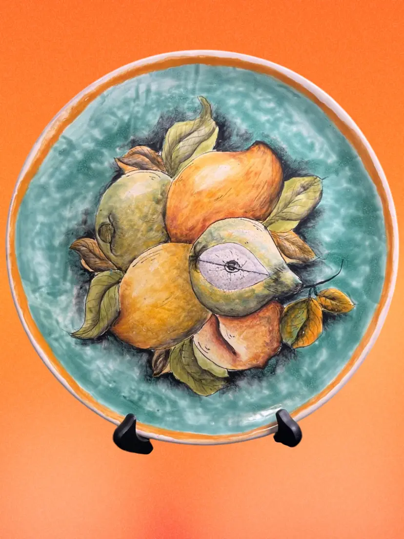 Majolica Santa Rosa Pottery 10.5" Diameter Plate/or Shallow Bowl Guanajuato Mexico