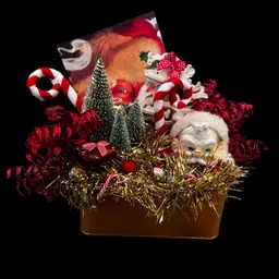 Handmade By Me Drnksuzy Original Kitschy Santa Claus Candy Cane Christmas Holiday Assemblage Decor