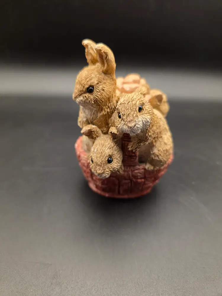 Resin Basket of Bunnies
