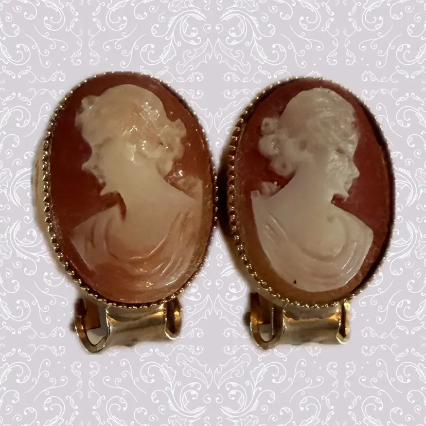 Carved Shell Cameo Earrings