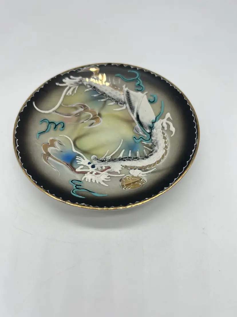 Vintage Dragon Ware Tea Cup Saucer Plate Hand Painted Made In Japan Marked