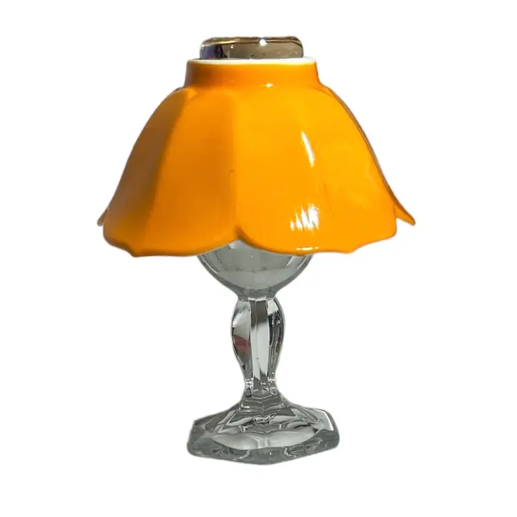 Art Deco Orange Ceramic and Glass Faux Lamp Decoration with Lusterware Top
