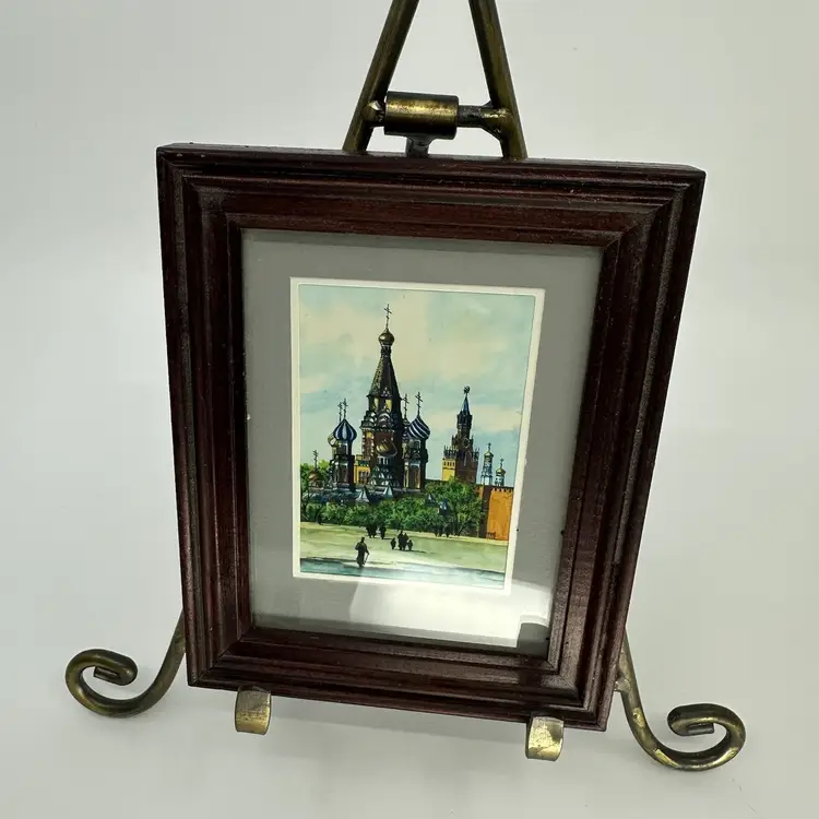 Beautiful Miniature Russian Watercolor Of Cathedral Signed
