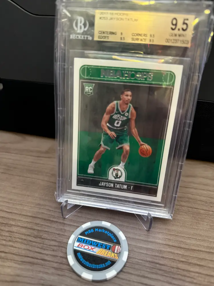 Jayson Tatum 2017-18 Hoops Rookie Card Beckett 9.5