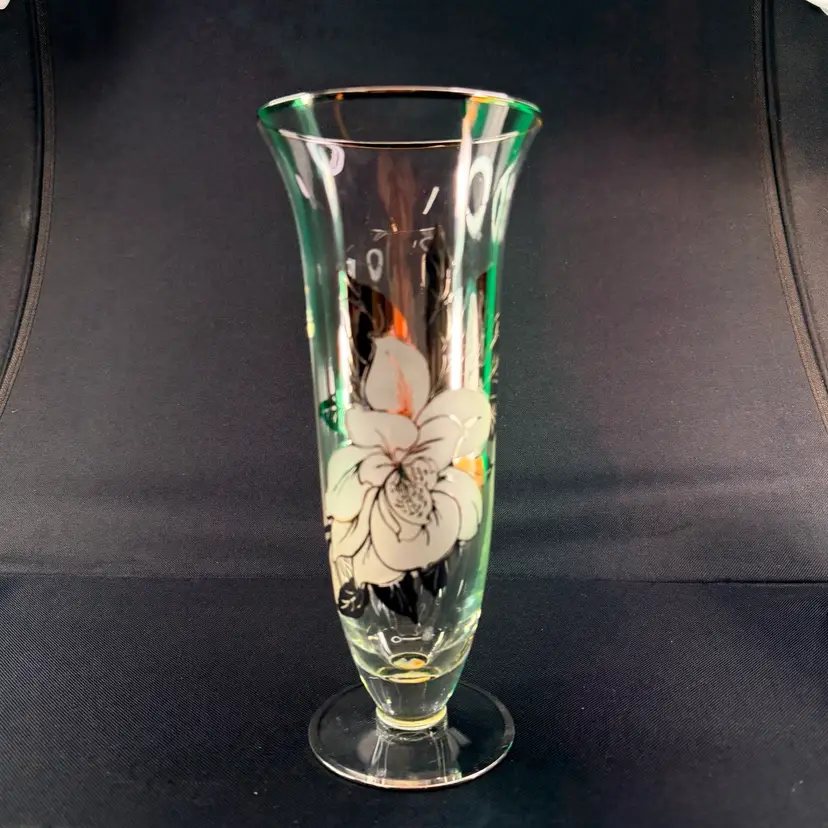 Silver Floral Overlay Vase