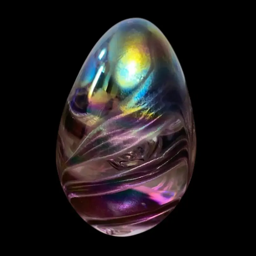 #23- Vintage Small Iridescent Paperweight - Multi-colored