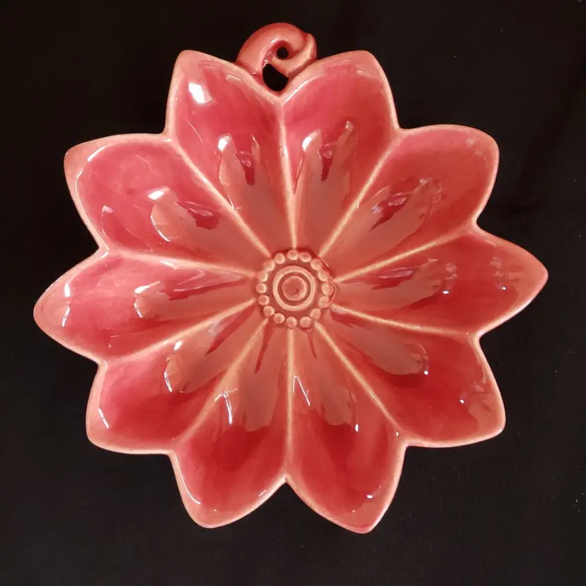 Cemar Flower Magenta Dahlia Candy Nut Dish Ceramic Pottery California 7" Vintage