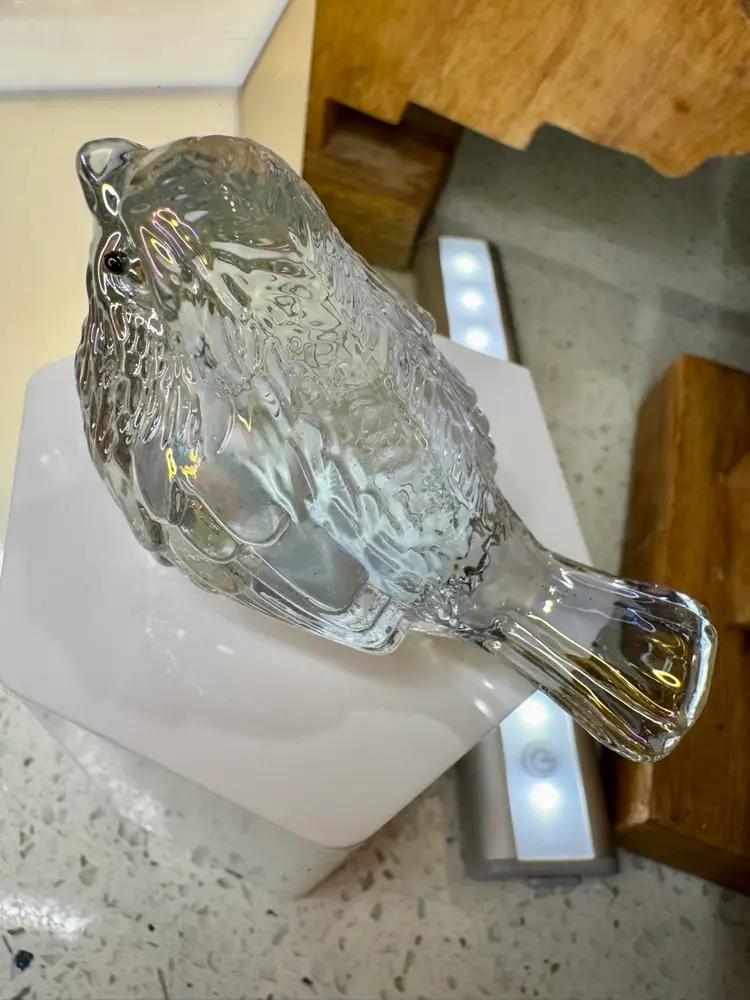 One Mini Clear Crystal Bird Figurine - 3'' inches