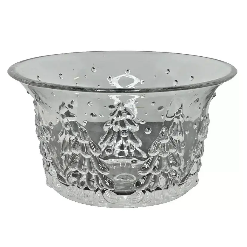 Vintage Christmas Glass Embossed Christmas Tree Bowl Teleflora Gift (c) 1980’s