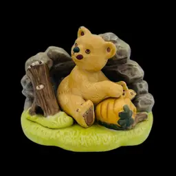 #01 Vintage Franklin Porcelain Bear & Bee Hive Woodland Surprises Series 1984