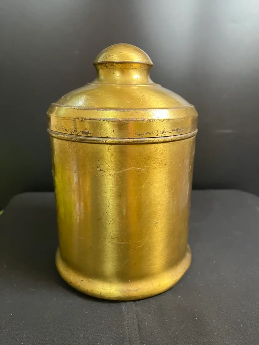 Brass w/ Wood Lined Interior & Lid Container-Probably used for Cigars, or Tobacco Storage. Lot 56