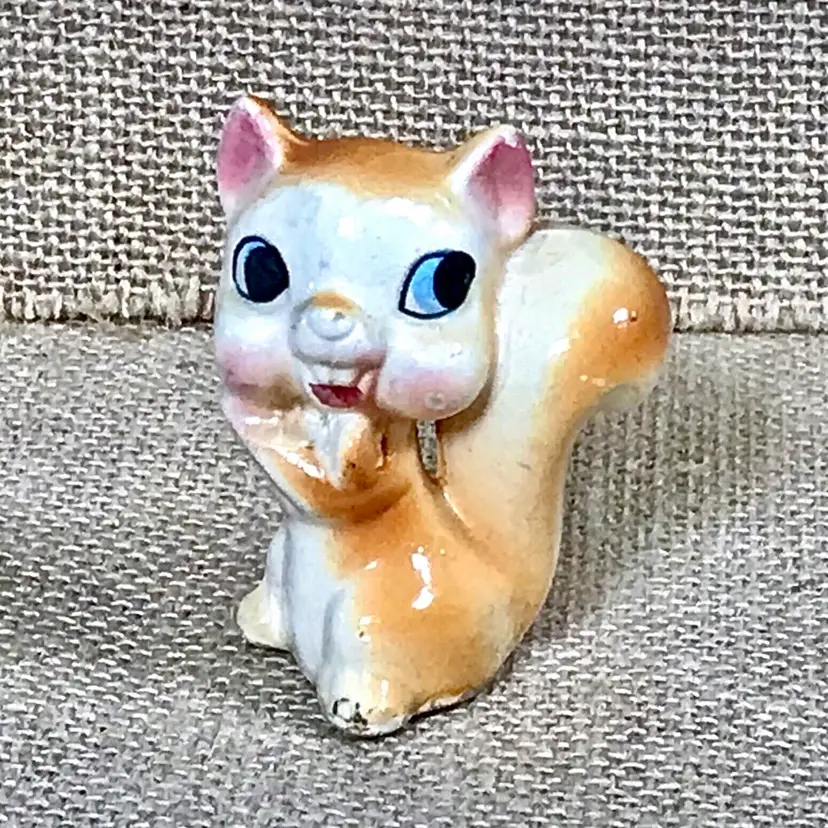 Vintage Baby Squirrel Figurine 2.25 Inches Tall Kitsch Woodland Cute Twee Animal