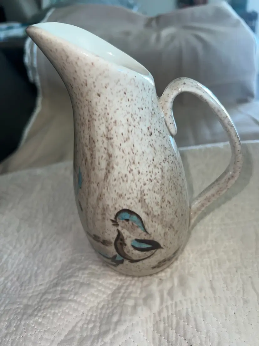 Vintage Pottery RED WING Bob White- Creamer Pitcher Quail Design Made In USA