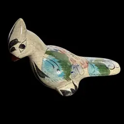 Tonala Mexico Pottery Floral Painted Bird Figurine 4.5”