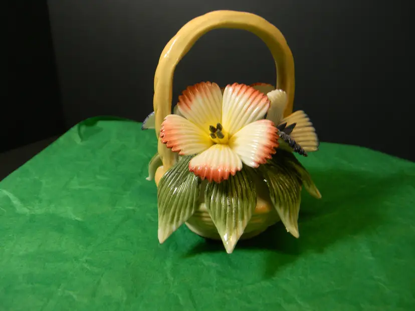 Porcelain Flowers with a small basket with a handle