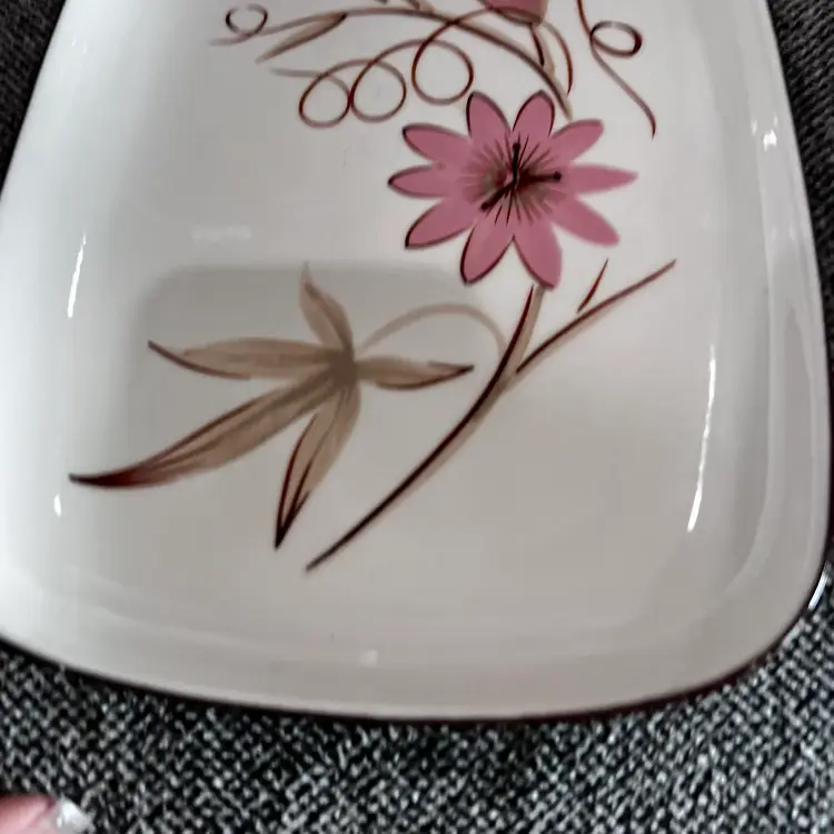 013  Vintage Winfield Pottery Platter Cottagecore Farmhouse Spring Pink Flowers