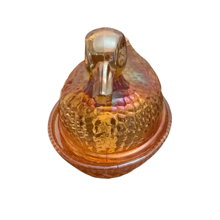 Imperial Glass Marigold Carnival Duck On A Nest 4” X 4.5”