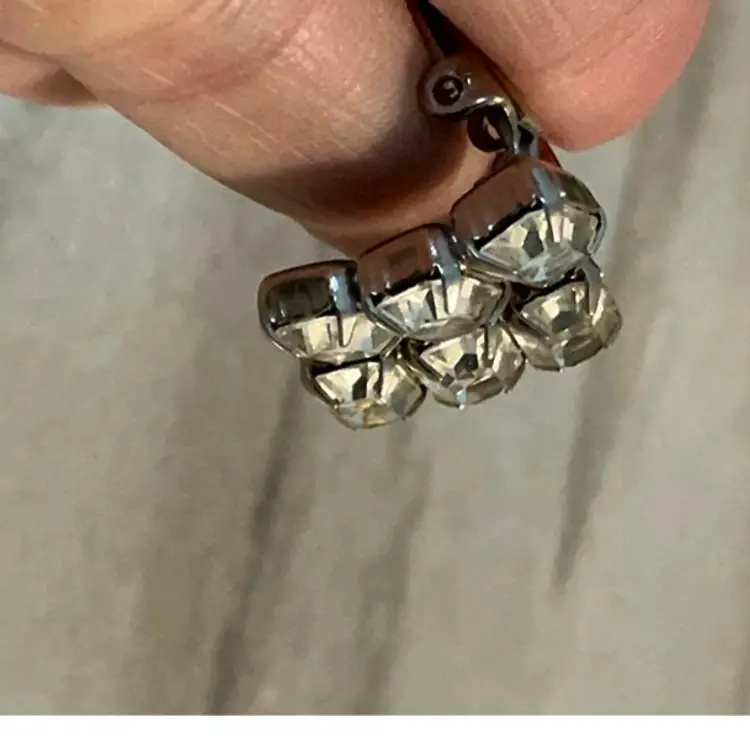 Vintage Weiss, Emerald Cut Clear Rhinestone And Silver Tone Ear Rings