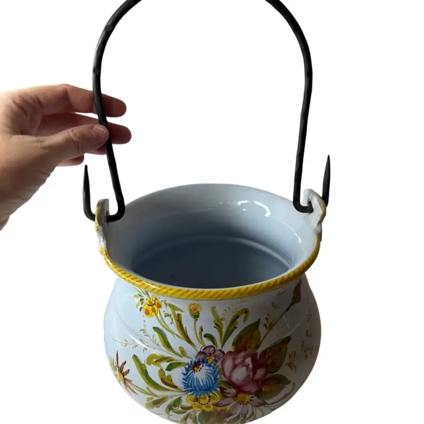 Italian Ceramic Florals Bucket Planter