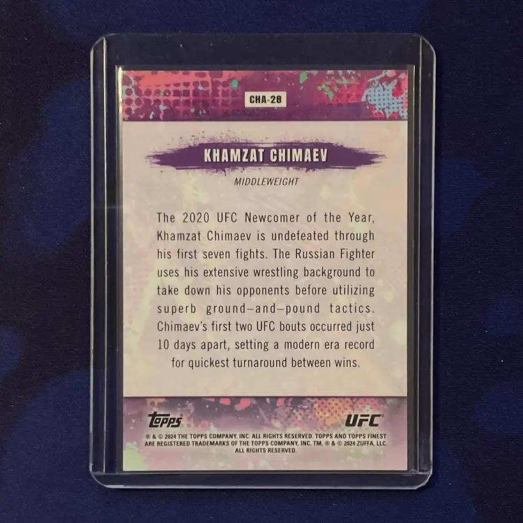 2024 Topps Finest UFC Chaos Khamzat Chimaev /93 - Green Shimmer Refractor  🧪