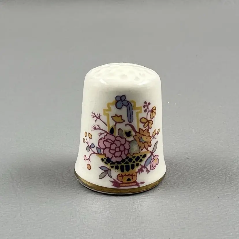Vintage Mason's Patent Ironstone 1" Thimble Floral Basket Porcelain