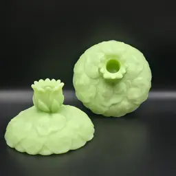 Fenton Water Lily Lime Sherbet Satin Candle Holders UV Glow