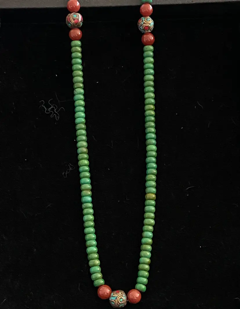 Turquoise Prayer Beads w/ Cloisonne Beads