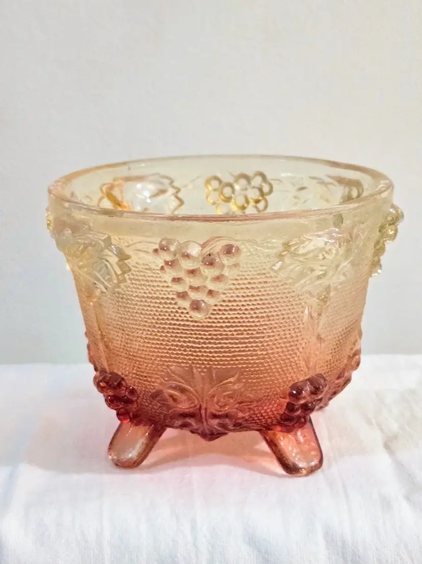 Amberina Footed Candy Dish - Havest Glass Pattern