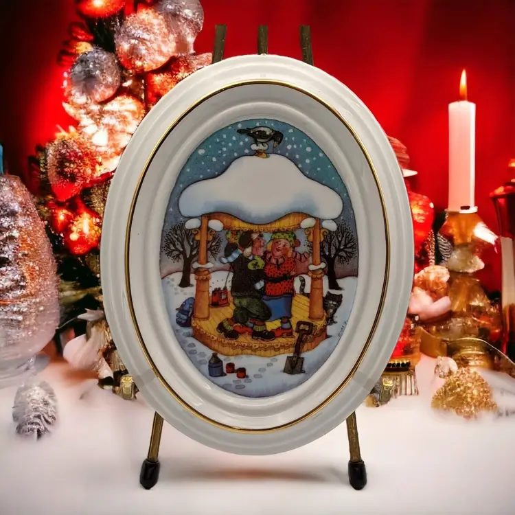Porsgrund Norway Porcelain Picture Oval Wall Hanging Art By Kari Grossman Winter