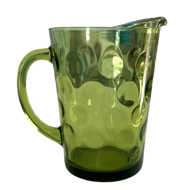 Vintage Hazel Atlas El Dorado Green Glass Pitcher With Interior Raised Dots