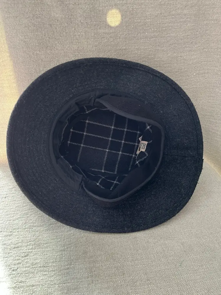 LRG Duluth Trading Crusher Hat Men Wool Blend Fitted Plaid Lined Winter Charcoal