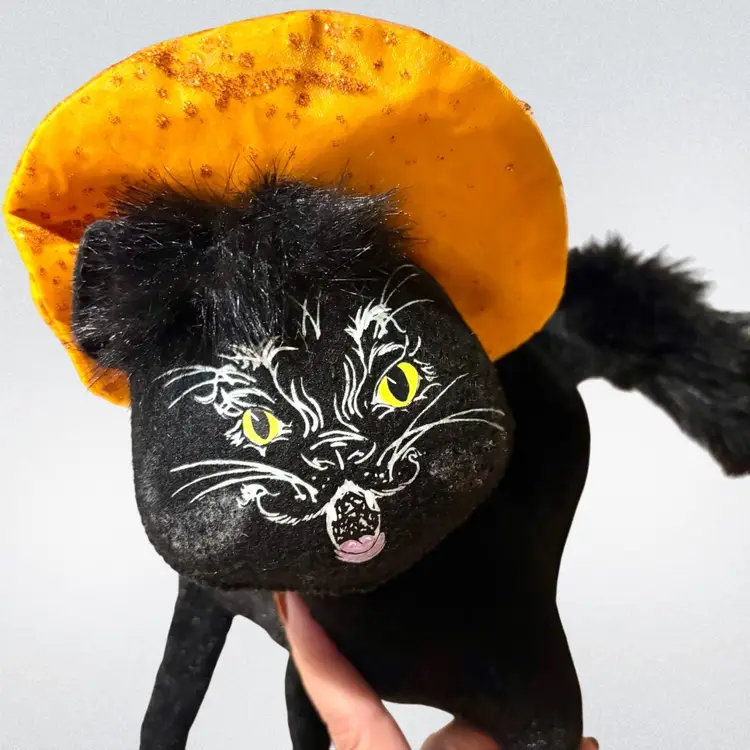 Annalee 2014 Scaredy Cat 13" Halloween Black Cat with Witch Hat