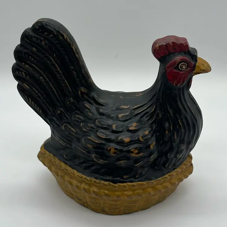 Vtg. Hen on Nest Dark Brown 4.75”