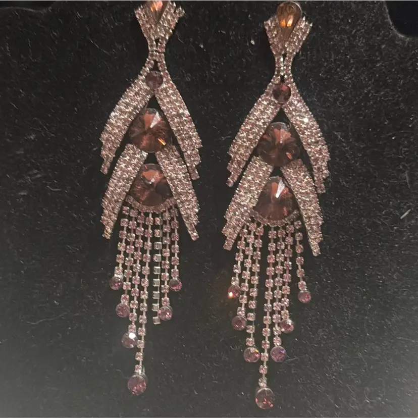 vintage long dangling glass pierced earrings