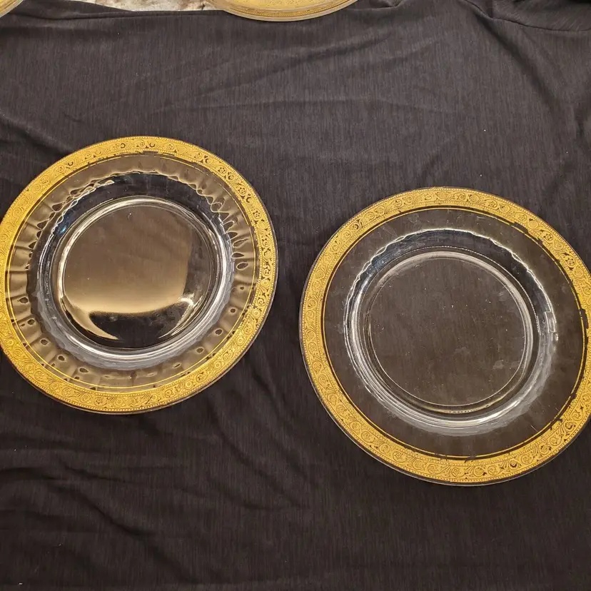 Set Of 2 Tiffin Franciscan Westchester Salad Luncheon Plates Gold Encrusted Vtg