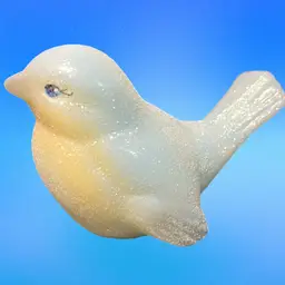 Fenton Glass Glistening Woods Blue And White opalescent Hand painted And Signed bird figurine. MCM J.Powell