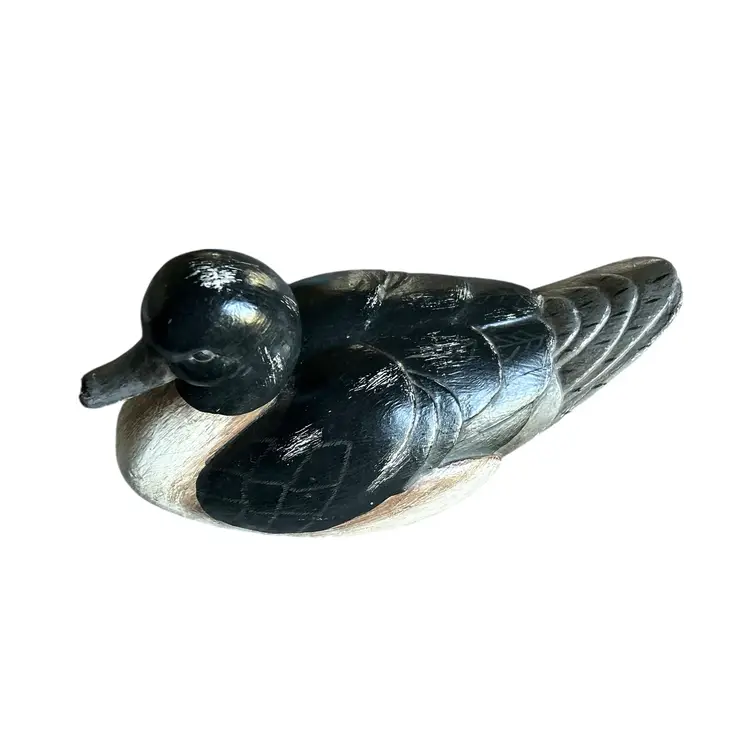 Black and White Resin Duck Decoy Figurine