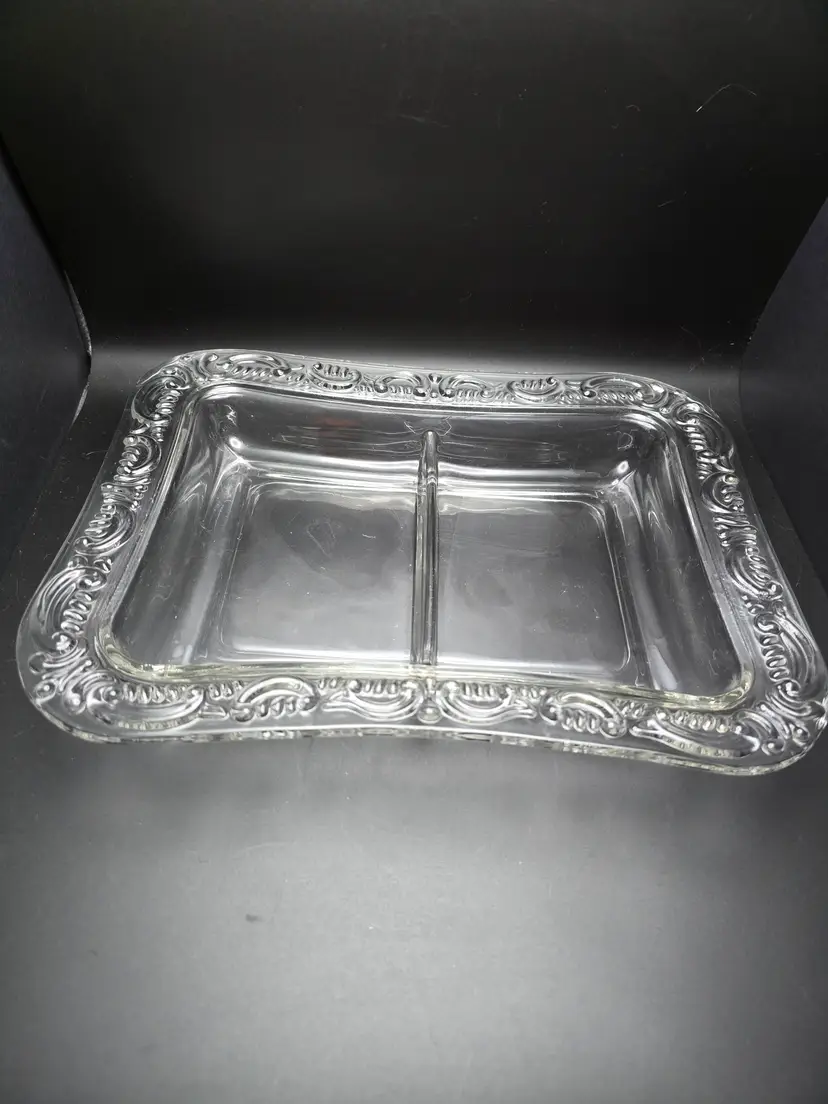 Antique EAPG Clear Pressed Glass Divided Dish