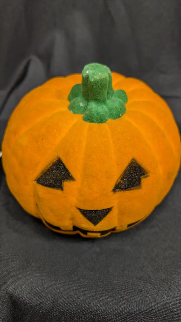 Flocked Light- Up Jack-o'-Lantern Pumpkin Halloween Decoration