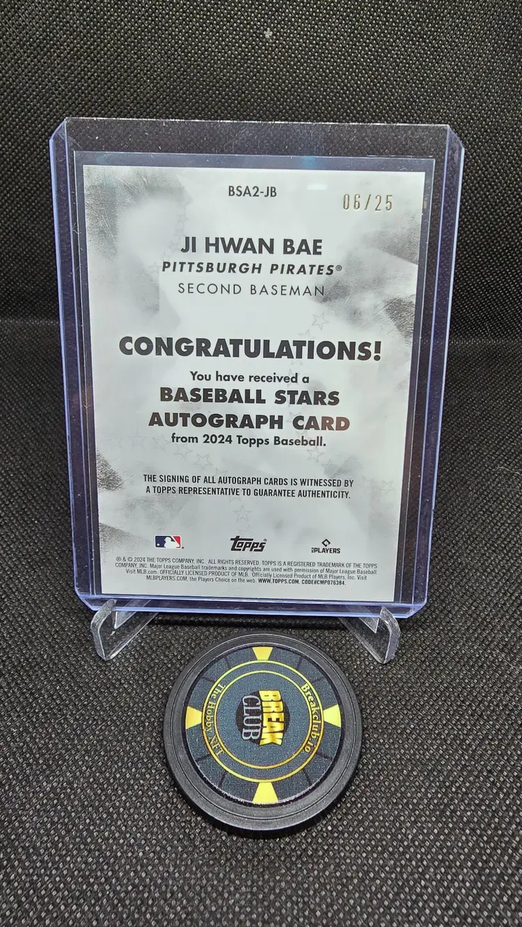 2024 Topps Ji Hawn Bae Auto /25- Pittsburg Pirates
