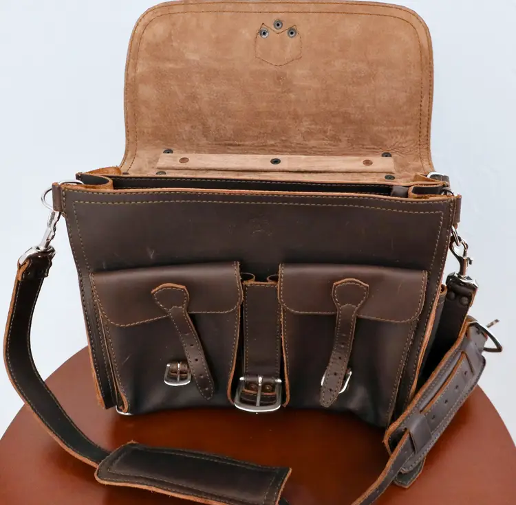 Saddleback Leather Front Pocket Briefcase in Dark Coffee Brown